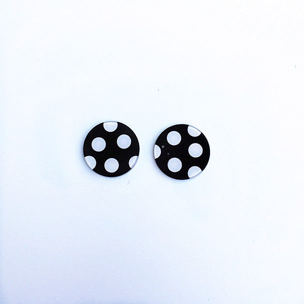 Handmade Childlike Dots Black White Polka Earrings