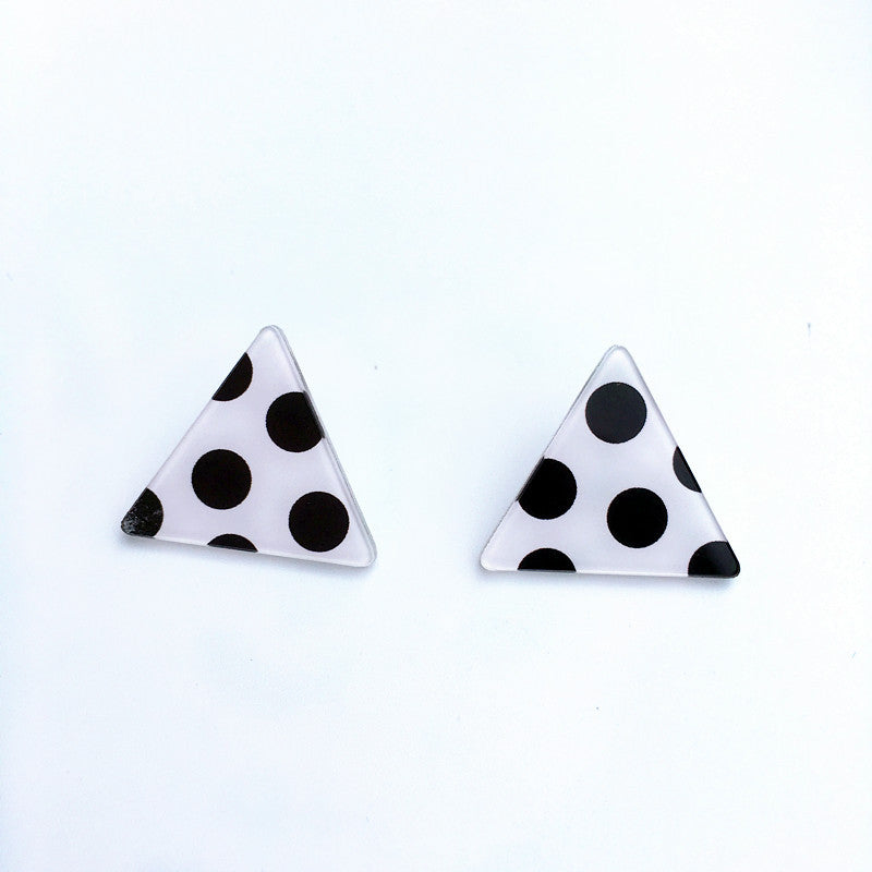 Handmade Childlike Dots Black White Polka Earrings