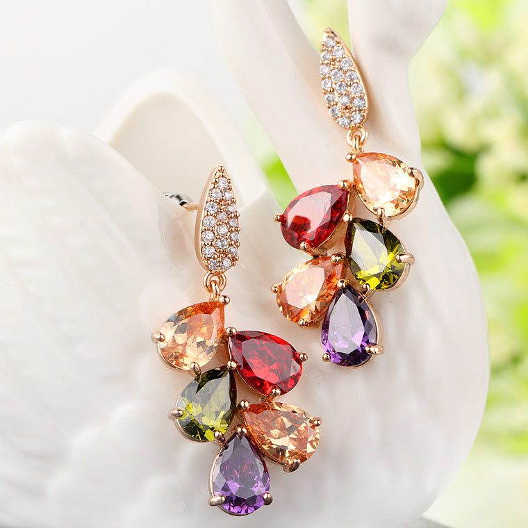 Women's Crystal Eardrops Copper Studded With Zircon Earrings