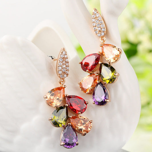 Women's Crystal Eardrops Copper Studded With Zircon Earrings