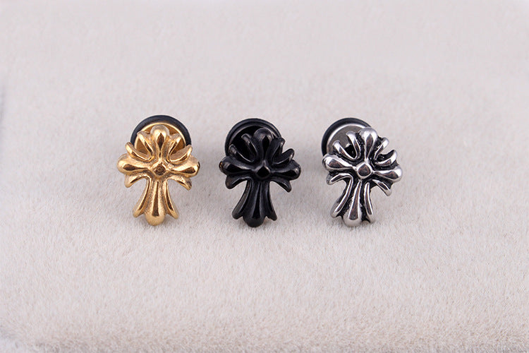 Men's Fashion Retro Classic Cross Personality Titanium Steel For Earrings