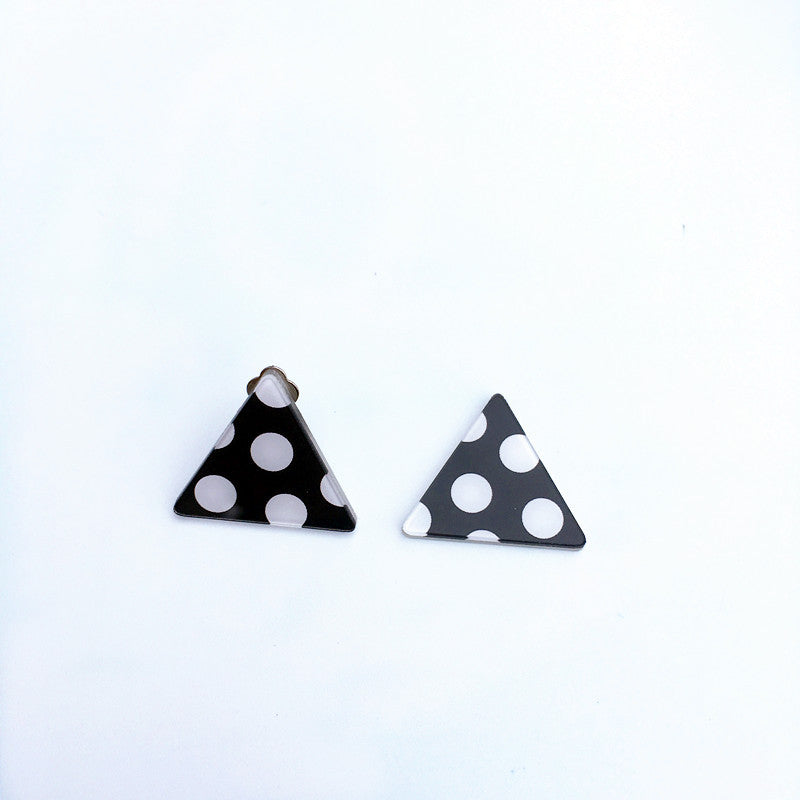 Handmade Childlike Dots Black White Polka Earrings