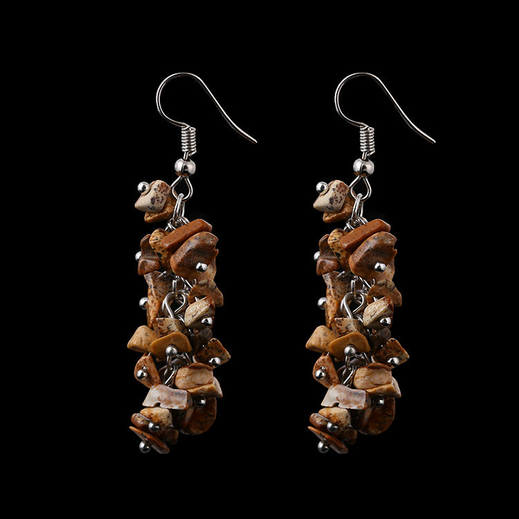 Natural Crystal Stone Eardrops Handmade Gravel Earrings