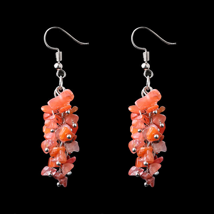 Natural Crystal Stone Eardrops Handmade Gravel Earrings