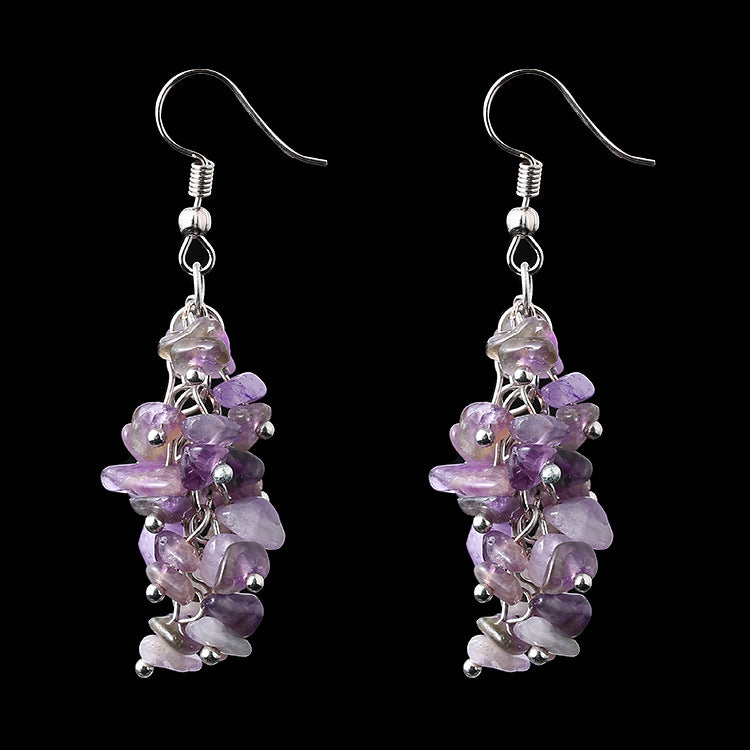 Natural Crystal Stone Eardrops Handmade Gravel Earrings