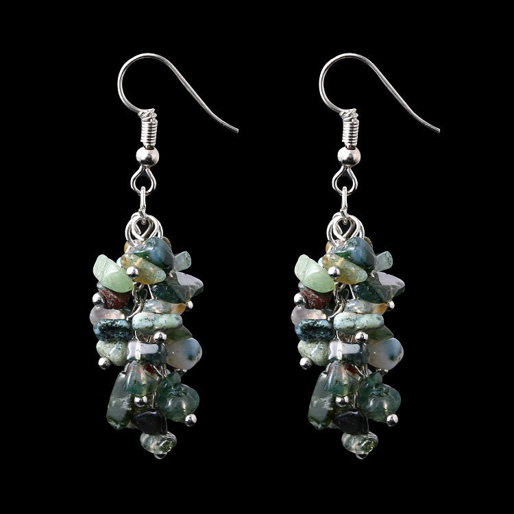 Natural Crystal Stone Eardrops Handmade Gravel Earrings