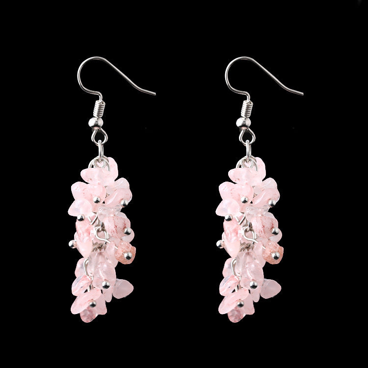 Natural Crystal Stone Eardrops Handmade Gravel Earrings