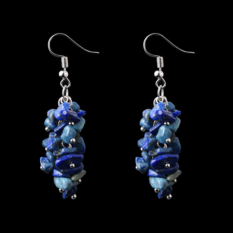 Natural Crystal Stone Eardrops Handmade Gravel Earrings