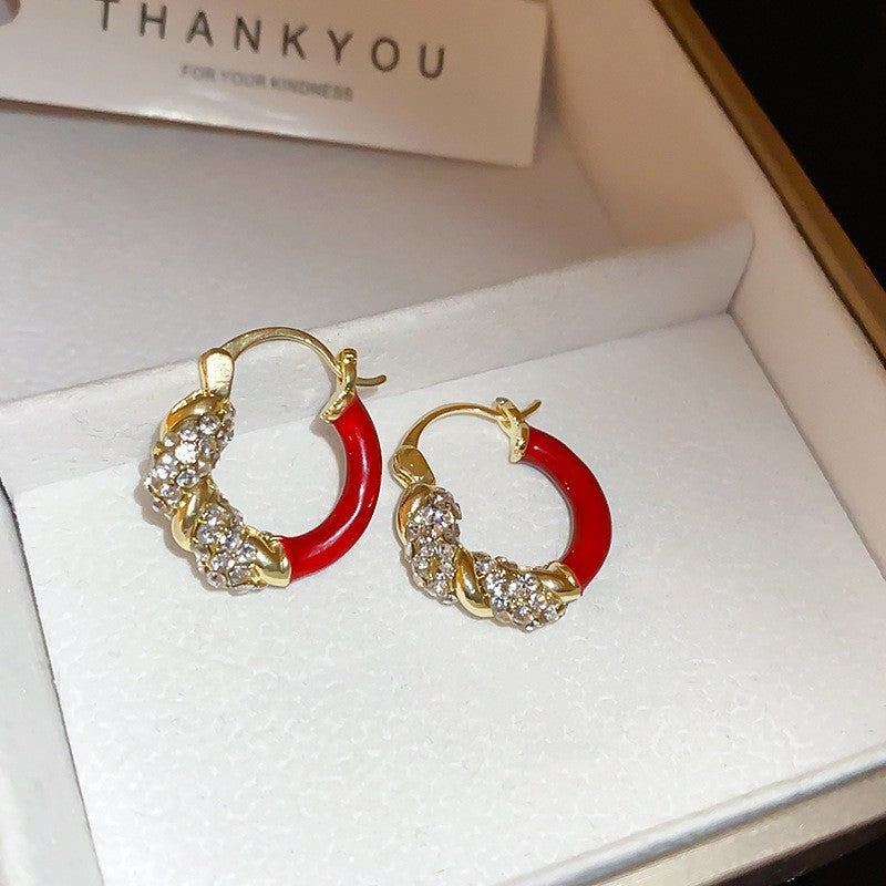 Red Dripping Oil Love Heart Minority Fashion Temperament Earrings