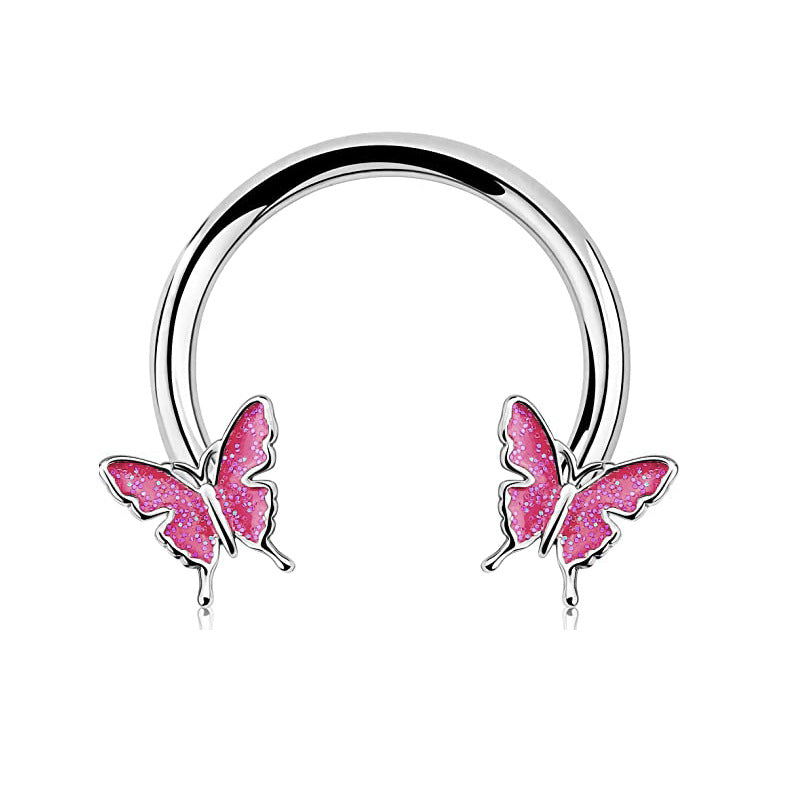 Dripping Butterfly Nose Sequins Circle Ear Cuff Earrings