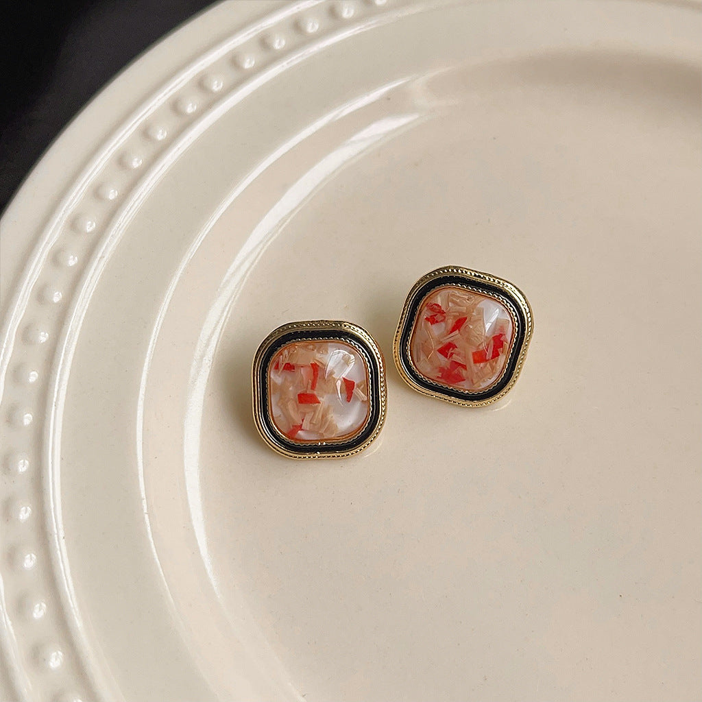 Design Square Enamel High Sense Fashion Earrings