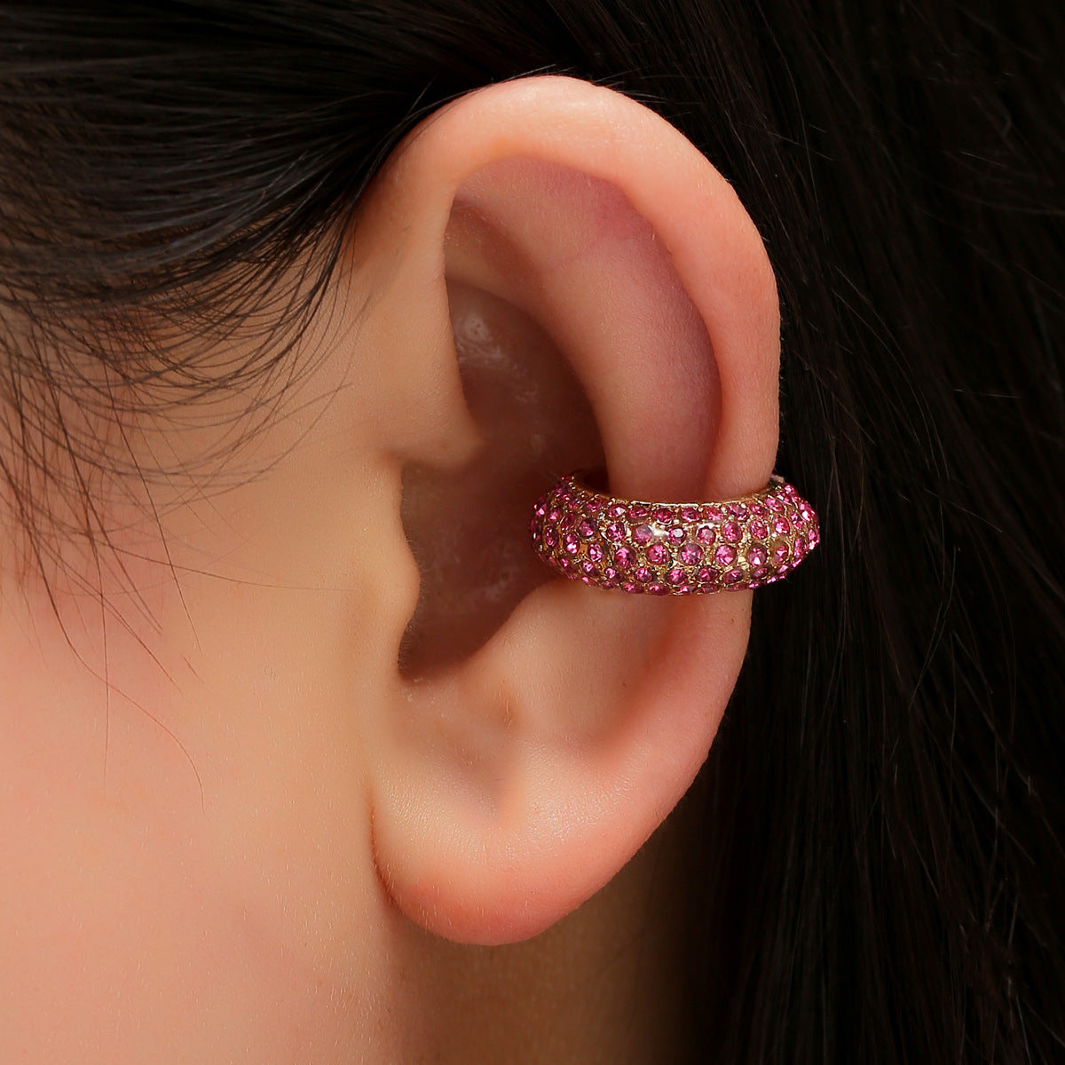 Fashion Micro Inlay Full Diamond Color Alloy Ear Clip Earrings