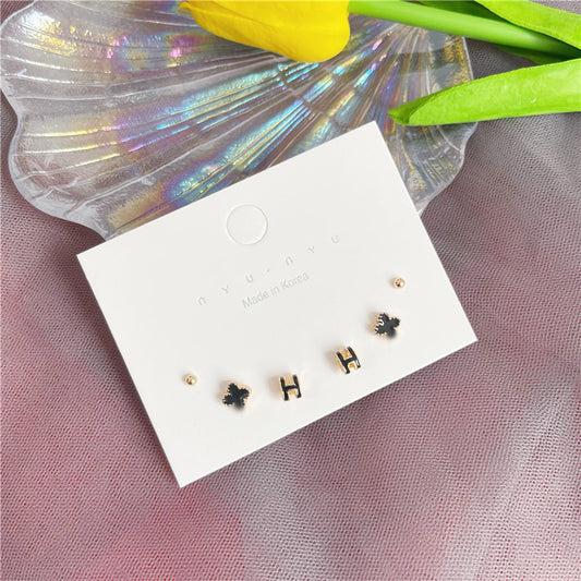 Oil Four Leaf Clover Ear Suit Simple Earrings