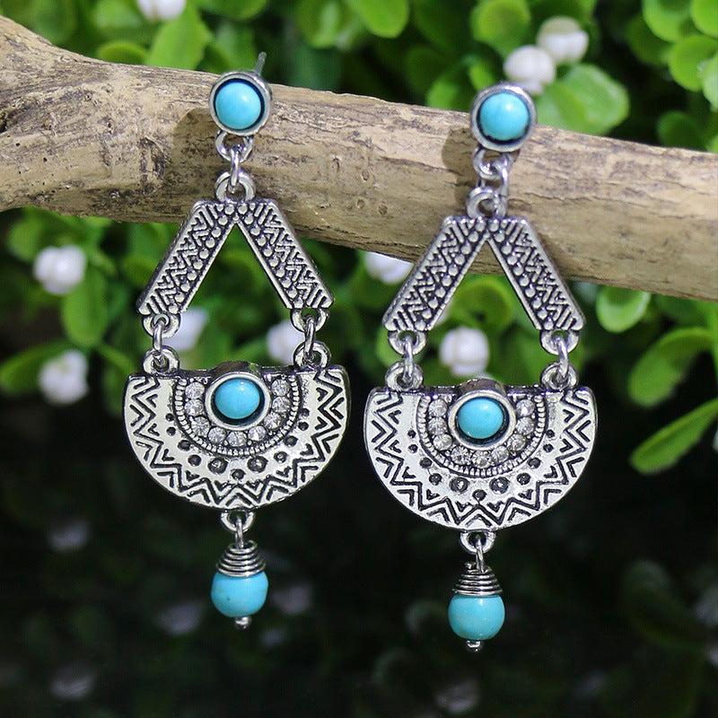 Women's Turquoise Inlaid Elegant Graceful Personality For Earrings