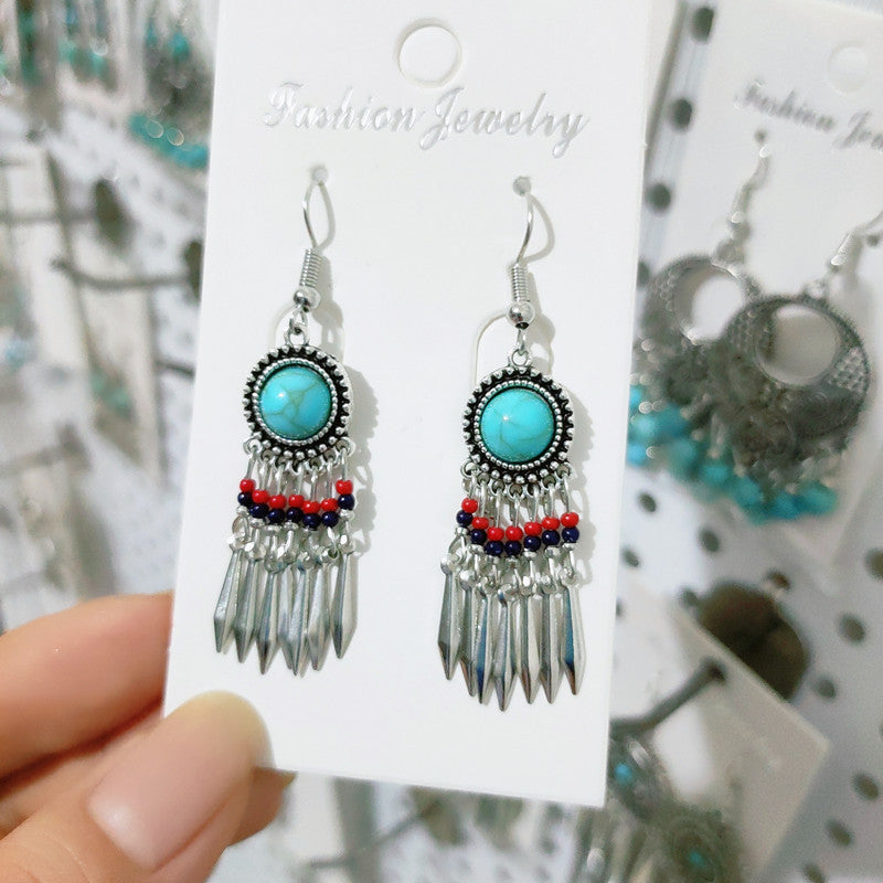 Ethnic Style Minority Scenic Spot Turquoise Earrings