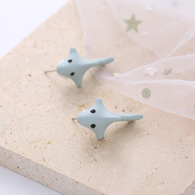 Cartoon Animal Dinosaur Shark Spray Paint Earrings