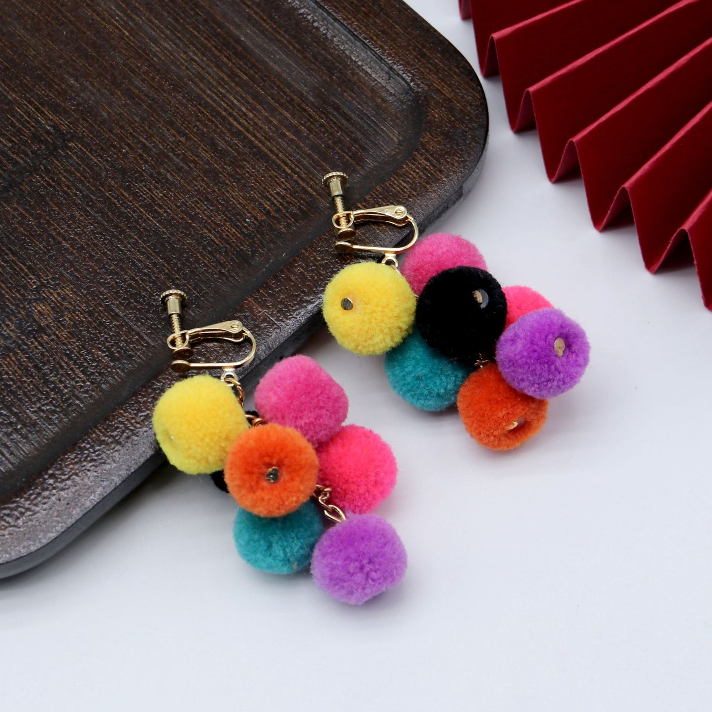 Women's Cute Colorful Fur Ball Dopamine Eardrops Personality Earrings