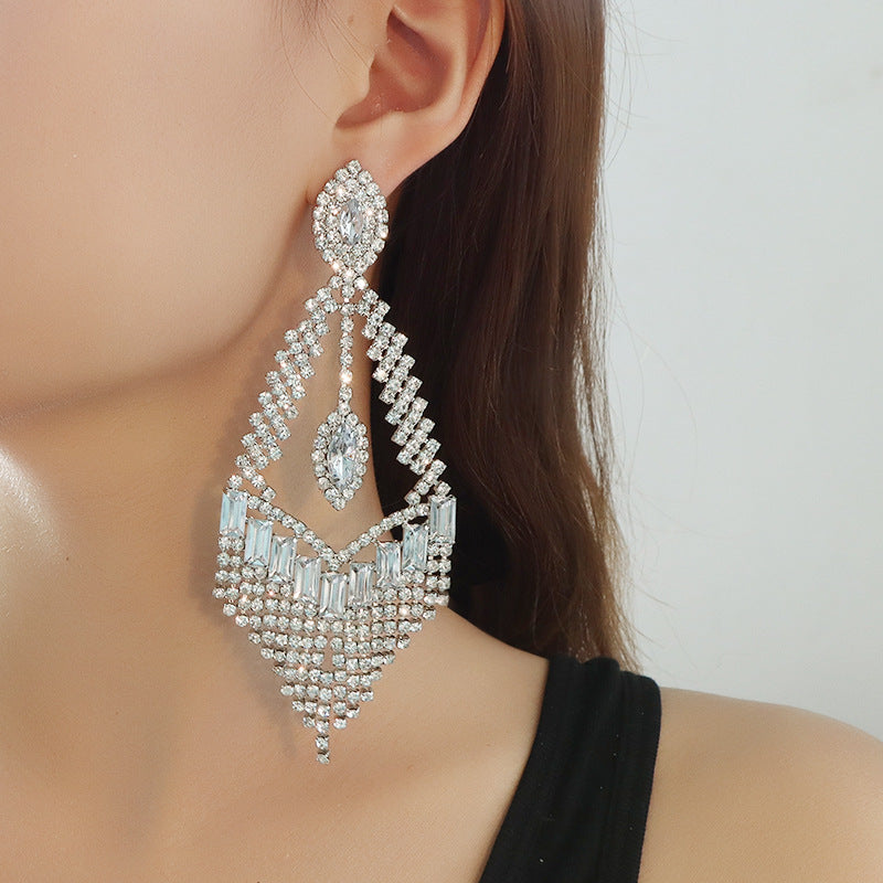 Tassel High-grade Temperament Long Fashion Rhinestone Earrings