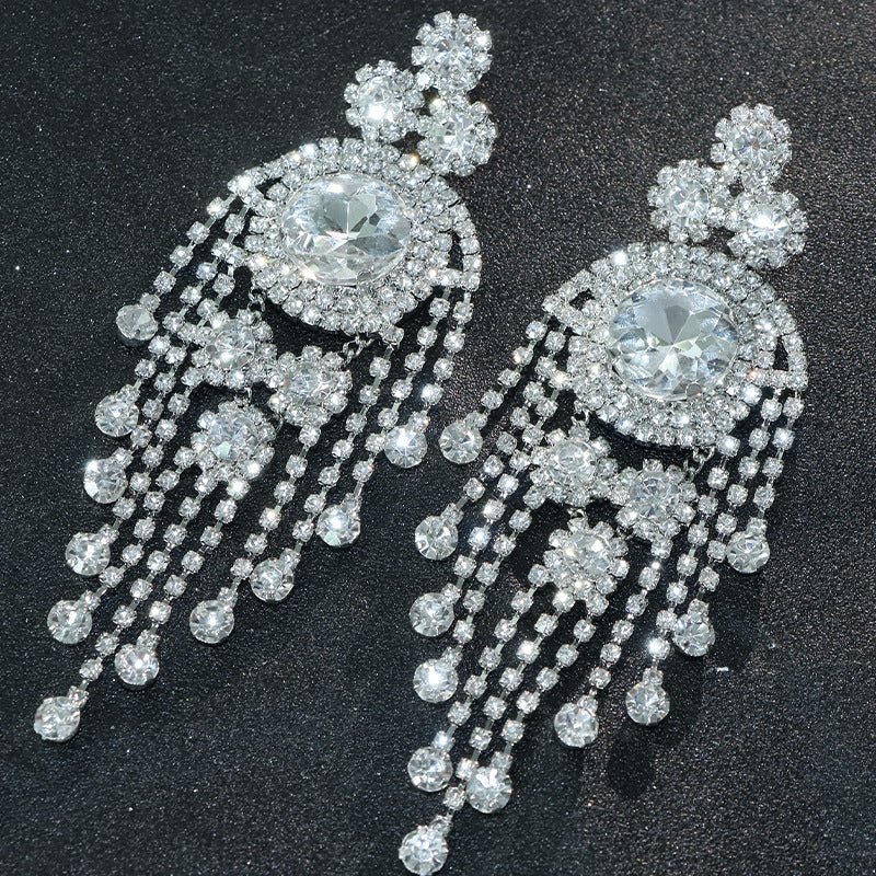 Tassel High-grade Temperament Long Fashion Rhinestone Earrings