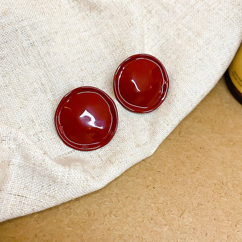 Red Dripping Oil Love Heart Minority Fashion Temperament Earrings