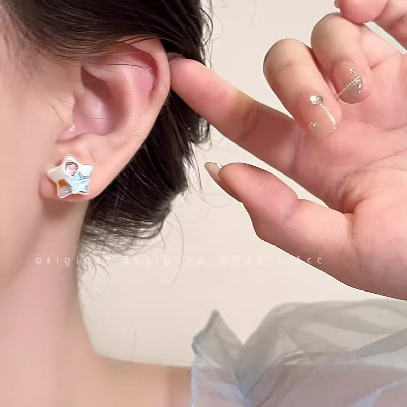 Colorful Heart-shaped Zircon Star Ear Fashionable Rings