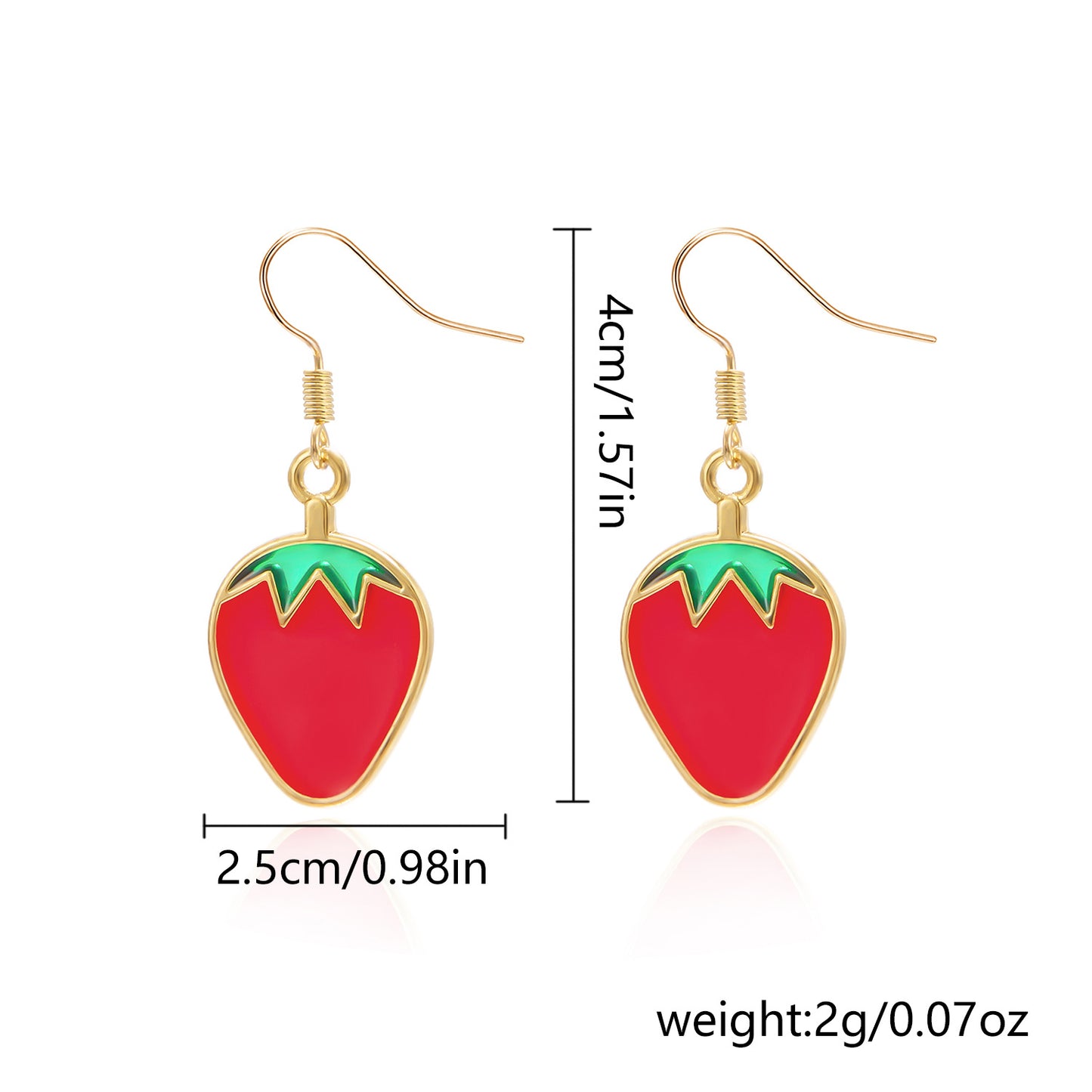 Sweet Style Cute Strawberry Ear Diamond Earrings