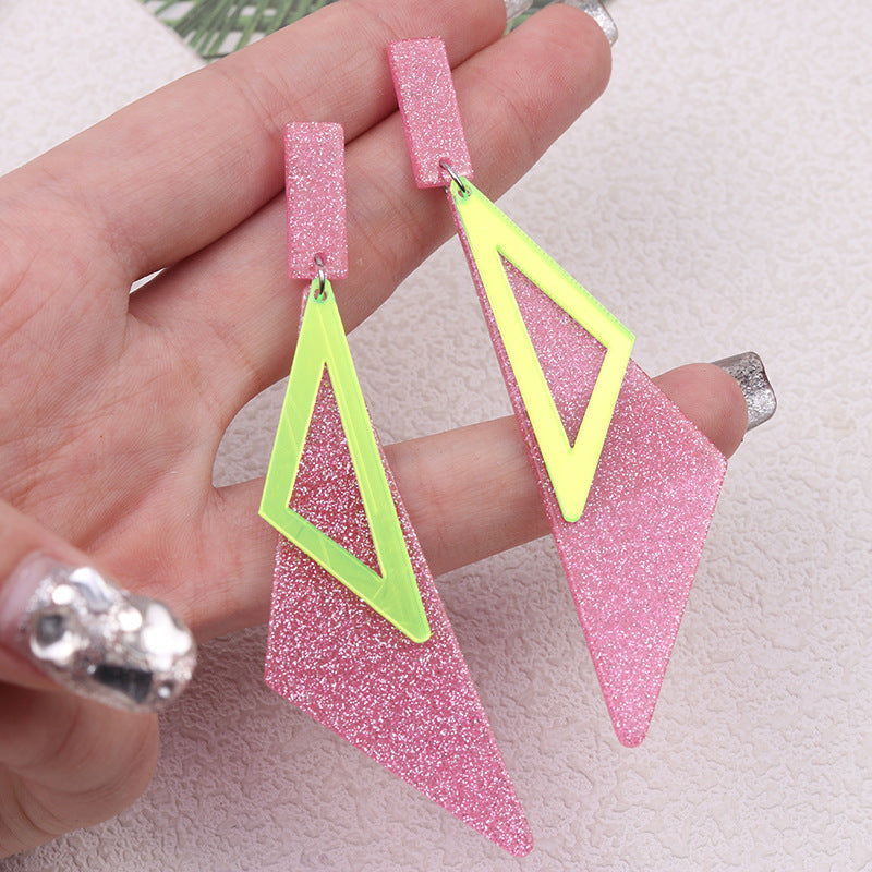 Women's Triangle Acrylic Fluorescent Color Simple Personality Earrings