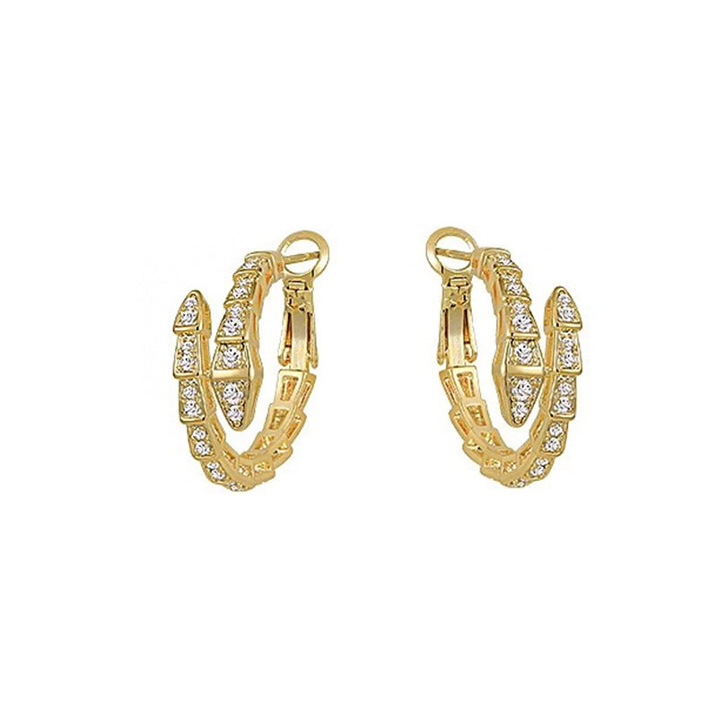 Live Light Luxury Zircon Inlaid Snake Earrings