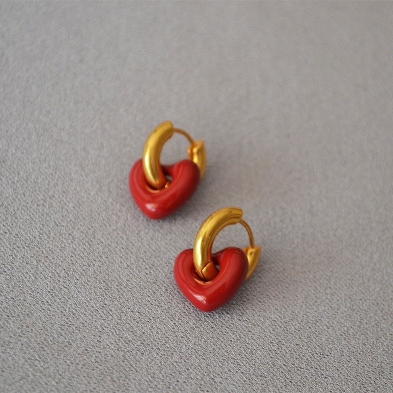 Style Fashionable Retro Red Thick Fat Earrings