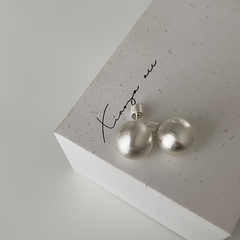 Women's Niche Design Brushed Metal Ball Personality Earrings