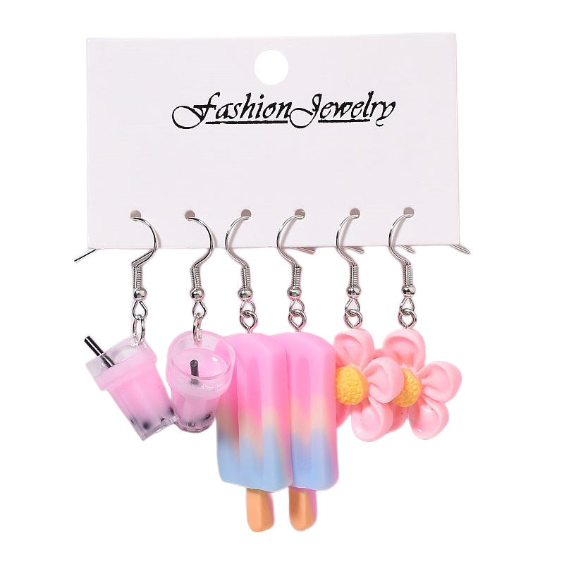 Creative Resin Suit Pairs Of Combination Earrings