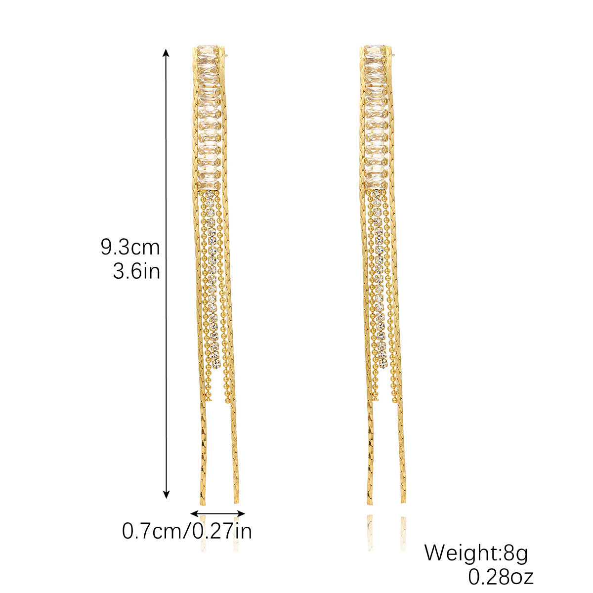 Tassel Long High Profile Zircon Rhinestone Earrings