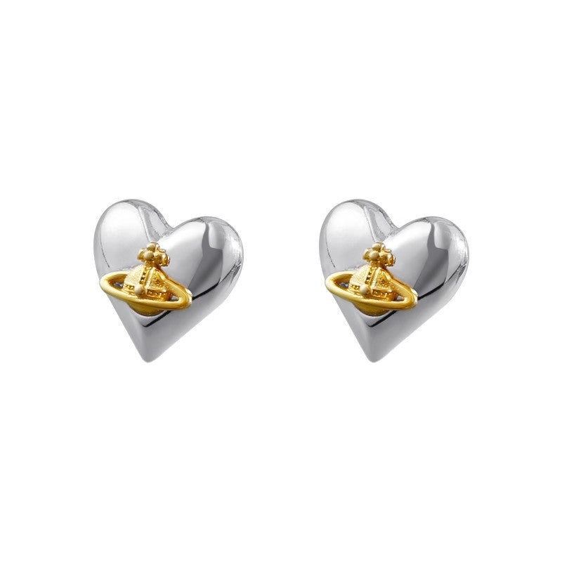 Heart Sterling Sier Simple Design High-grade Earrings