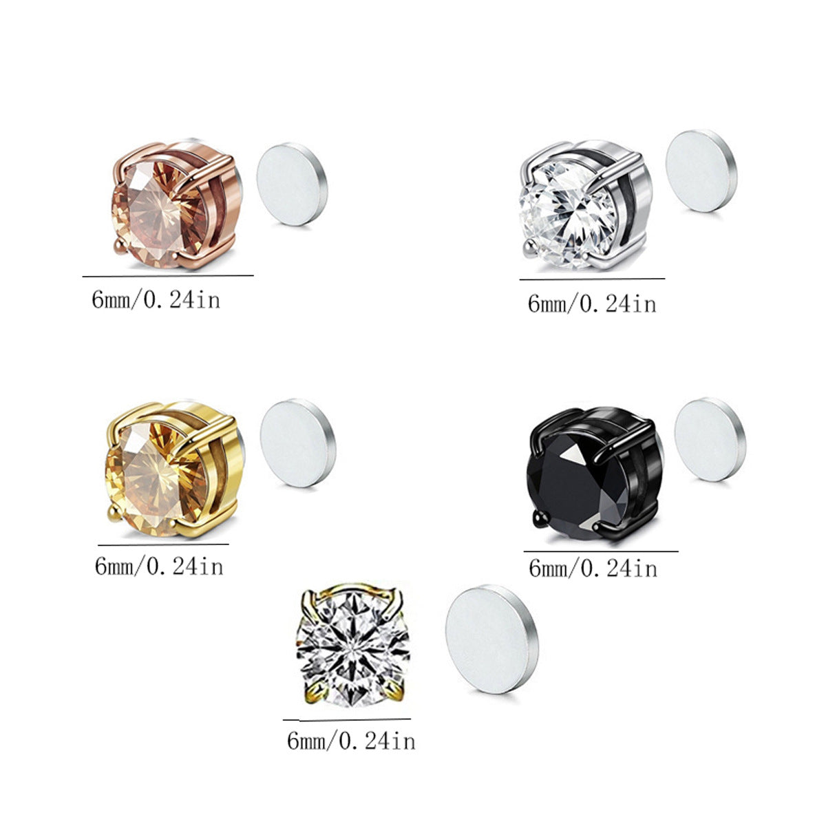 No Pierced Pseudo Material Zircon Magnet Earrings