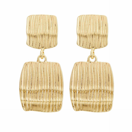 Women's Metallic Square Striped Fashion High Sense Earrings