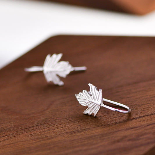 Sier Maple Leaf Female Design High-grade Earrings