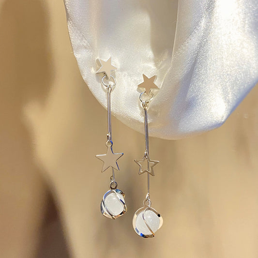 Style Long Star Opal Female Simple Earrings