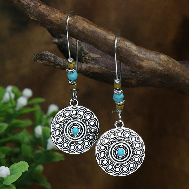 Women's Turquoise Inlaid Elegant Graceful Personality For Earrings