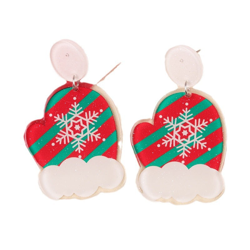 Christmas Cartoon Santa Claus Candy Cane Earrings