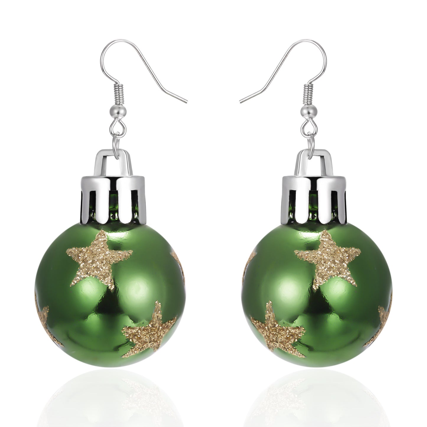 Round Ball Fashion Christmas Bulb Snowflake Earrings