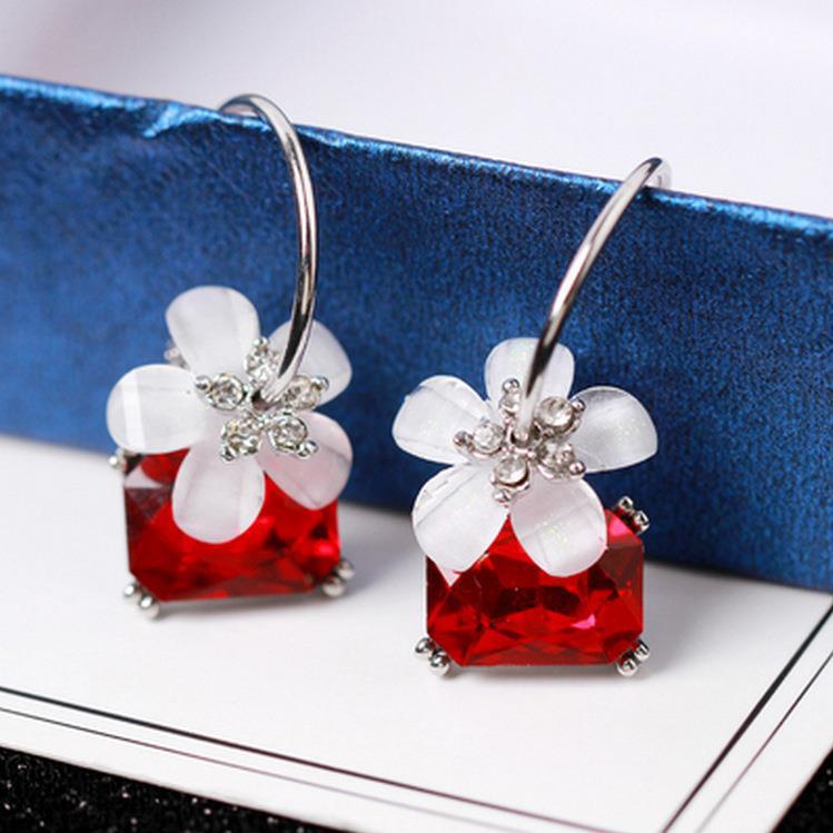 Fashion Ear Jewelry Crystal Cherry Blossom Earrings