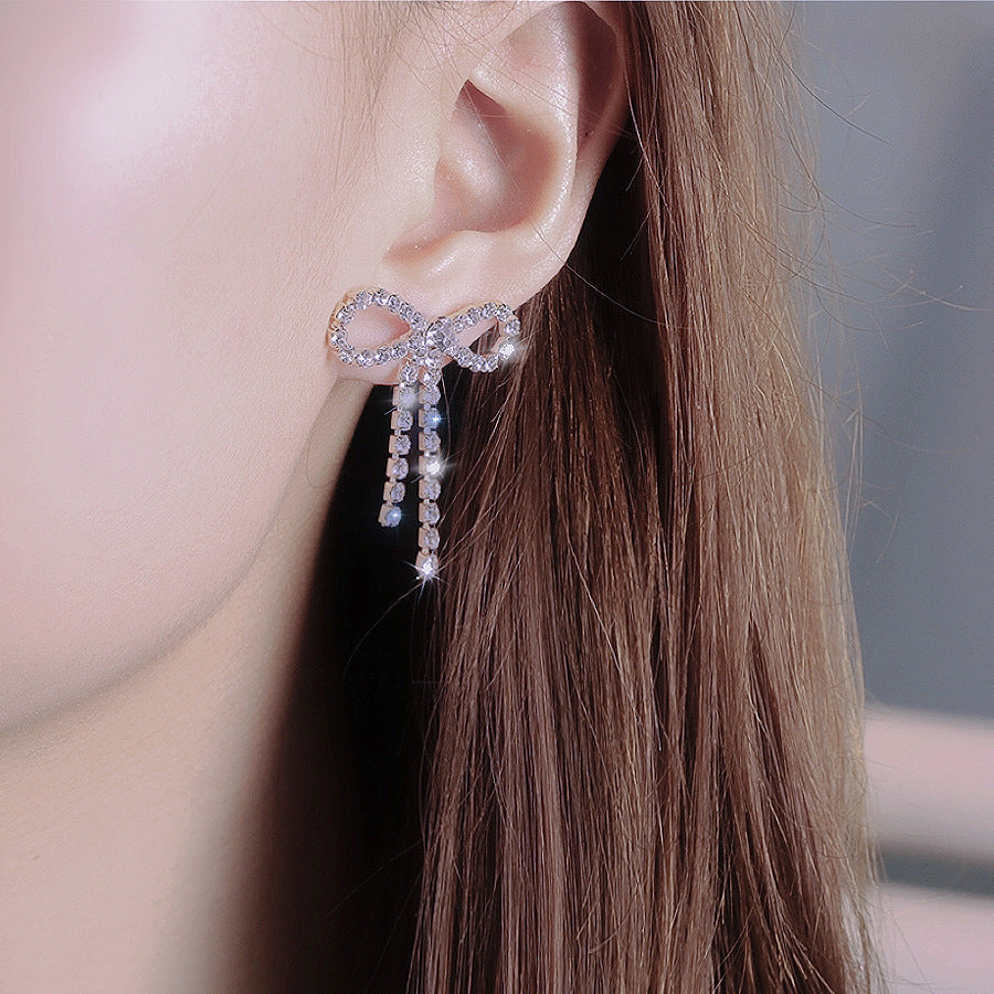 Tassel High-grade Temperament Long Fashion Rhinestone Earrings