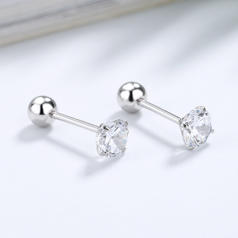 Women's Claw Zircon Round Beads Thread For Tightening Buckle Earrings