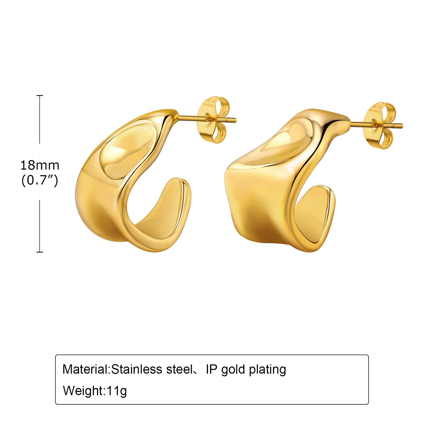 Steel Ear U-shaped Hollow Embossed Irregular Earrings