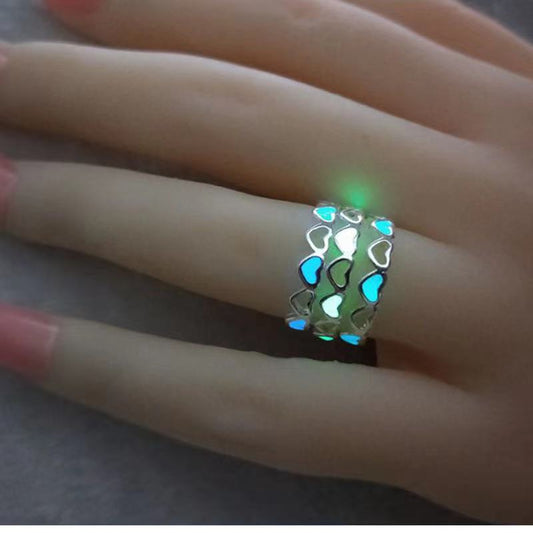 Creative Accessories Personality Luminous Love Adjustable Rings