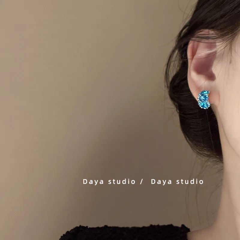 Cold Extract Blue Niche Design High-grade Ear Earrings