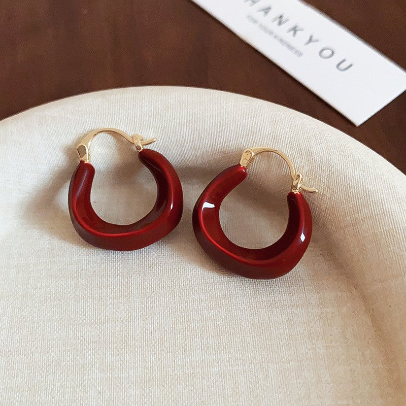 Red Dripping Oil Love Heart Minority Fashion Temperament Earrings