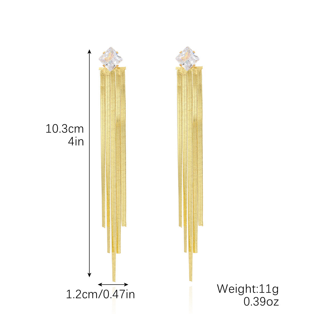 Tassel Long High Profile Zircon Rhinestone Earrings