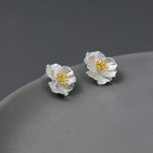 Summer Flower Sterling Sier Jade Beauty Earrings