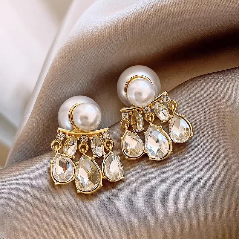 Women's High-grade Zircon Pearl French Minority Retro Earrings